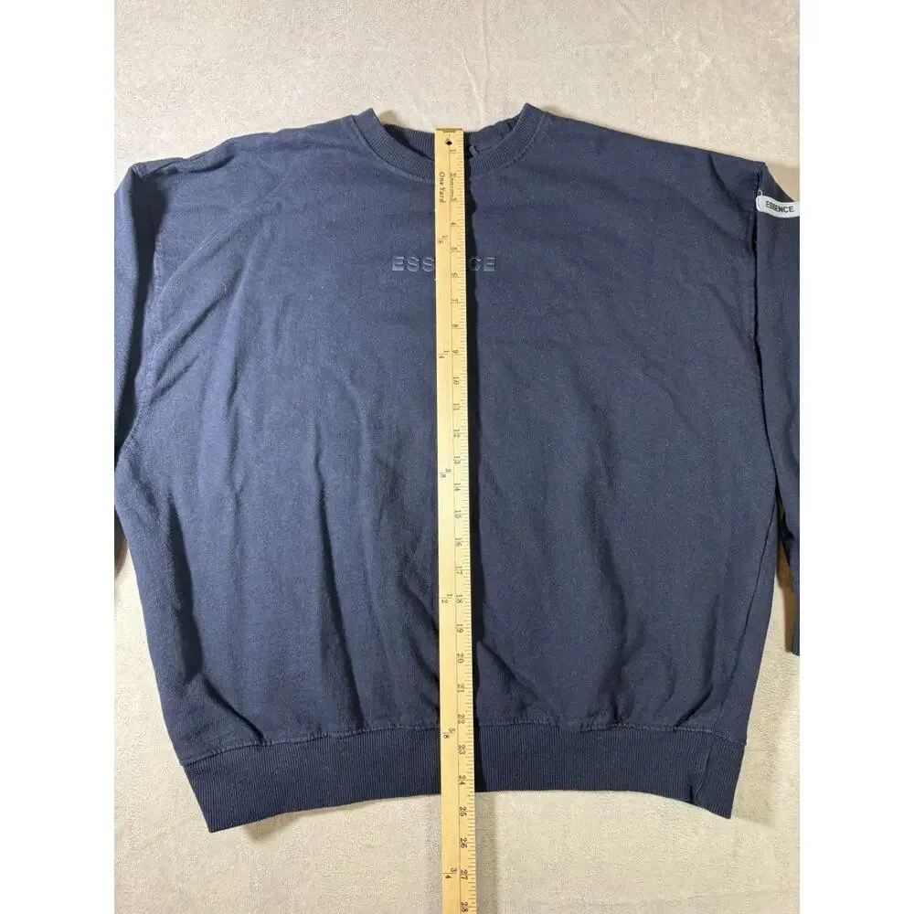 Better Unsaid Essence Crewneck Sweatshirt Navy Blue Large Elevated Streetwear